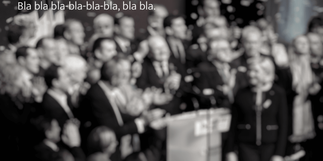 Politicien,ne n. (angl. politician). Bla bla bla-bla-bla, bla-bla-bla